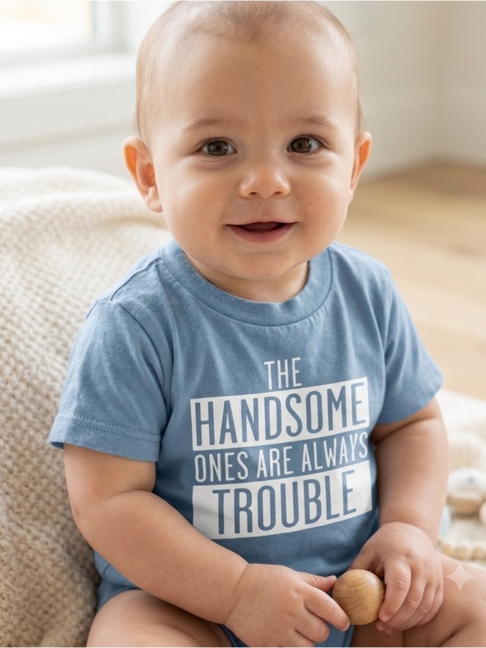 ❤️(12-18m) Boys Short Sleeve Tee - "The Handsome Ones Are Always Trouble"